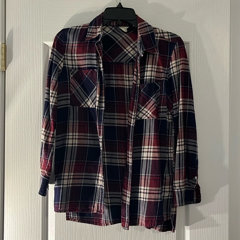 Purple & navy plaid flannel